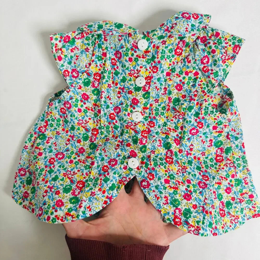Vintage Bella Bliss Floral Button Down Scoop Back Dress Sz 3 mo